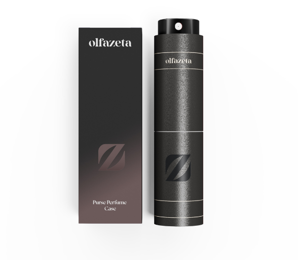 Étui à parfum de poche Olfazeta Timeless TCOV009 coloris Noir effet cuir avec sa boîte — recharge 15ml — Belluxa.fr