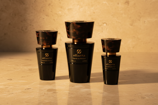 Trois formats de boîtes Olfazeta pour homme avec herbes de pampas — guide format parfum homme — Belluxa.fr