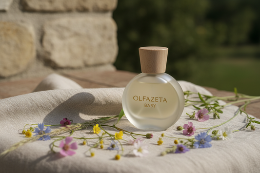 Comment choisir le premier parfum de son enfant — flacon Olfazeta Baby doux et sécurisant