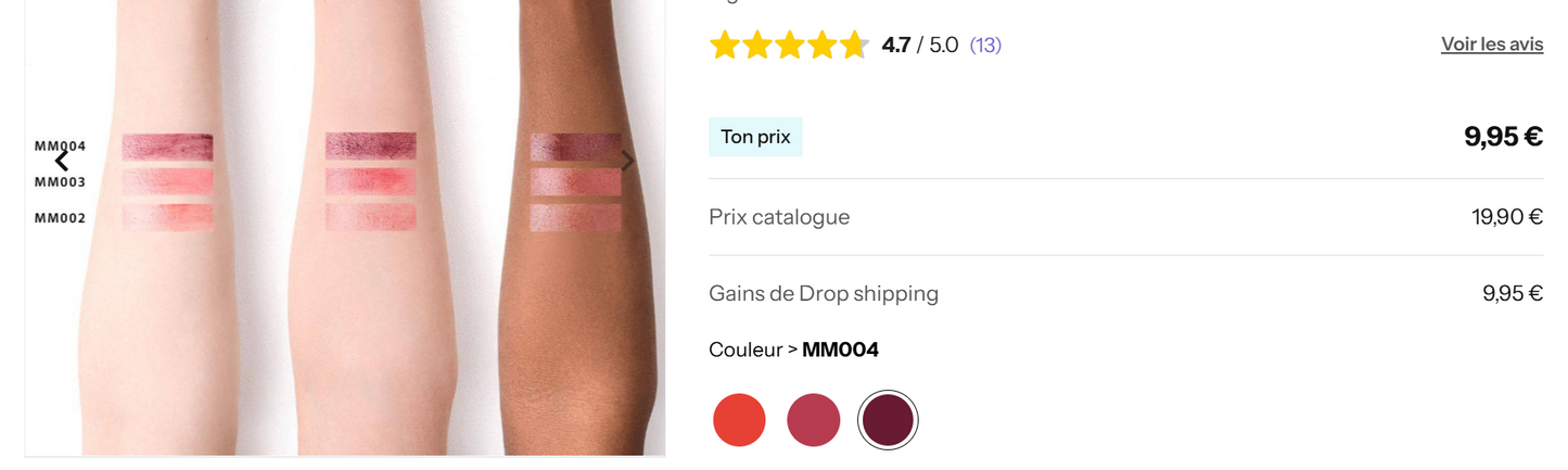 MoniAmori Supreme Lip Treatment Berry MM004 — Nuancier teintes MM002 MM003 MM004 — Belluxa.fr