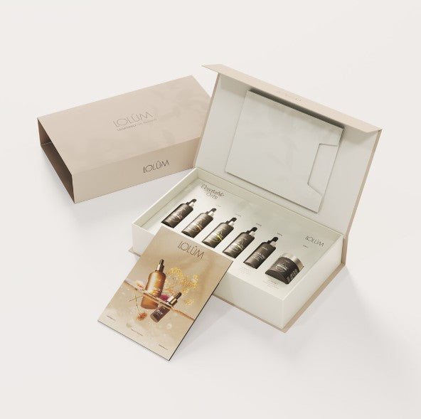 Coffret LOLUM SET02 Kit ULTRA OIL™ Huiles Végétales Lolûm — 5x50ml + 1x80g LO007 à LO012 — soin peau et cheveux — Belluxa.fr