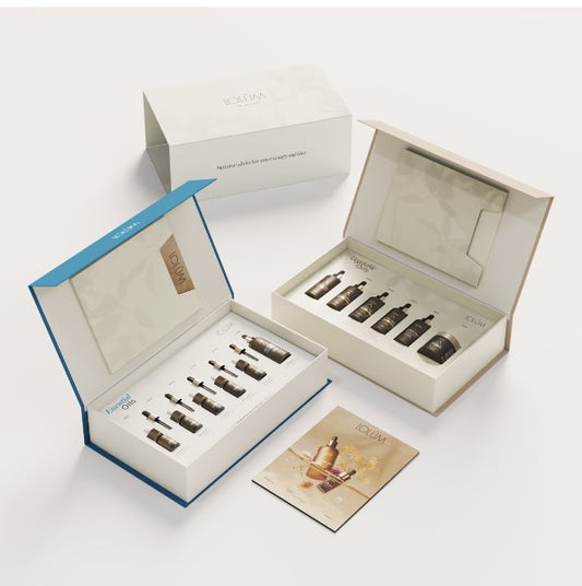 Coffret LOLUM SET03 Kit Complet Mélanges d'Huiles Essentielles et Végétales Lolûm — 5x10ml + 6x50ml + 1x80g — 12 synergies bien-être corps et cheveux — Belluxa.fr