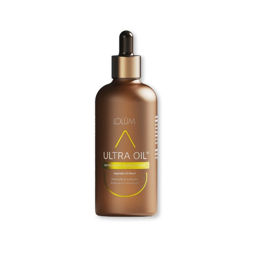 Flacon d'huile végétale LOLUM LO009 ULTRA OIL™ Antioxydant & Illuminateur 50ml, enrichi en Acide Hyaluronique, pépins de raisin et lin — Belluxa.fr