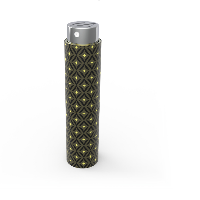 Étui à parfum de poche Chogan Hypnotic Rhombus TCOV006 motif Vert et Jaune — recharge 15ml Olfazeta — Belluxa.fr