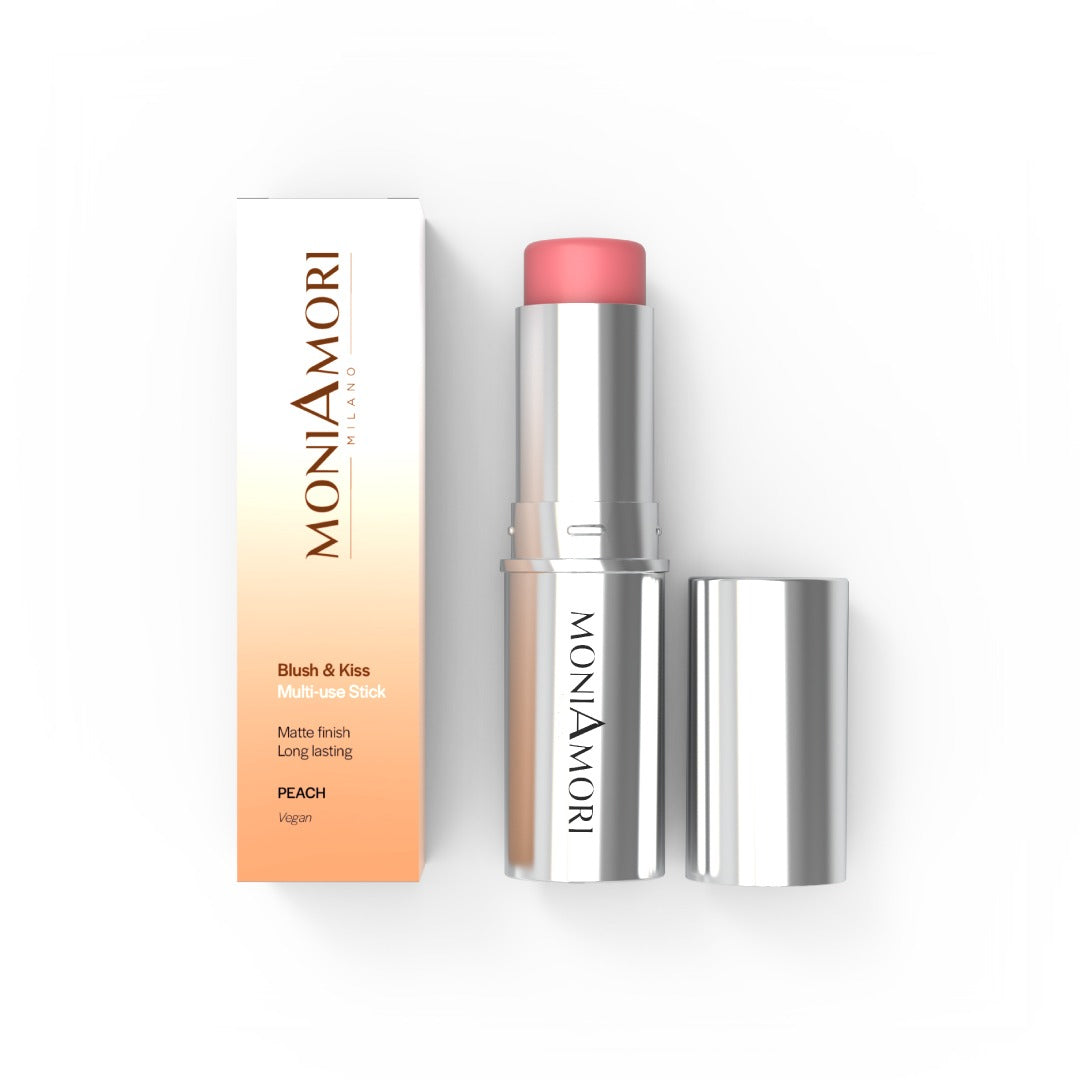 MoniAmori Blush & Kiss — Peach | Stick multifonction blush & lèvres