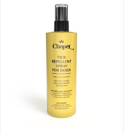 Chopet AN02B – Spray répulsif anti-tiques pour chiens 150ml
