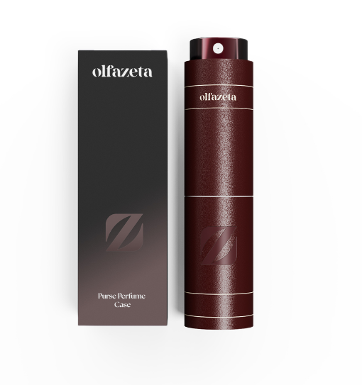 Étui à parfum de poche Olfazeta Timeless TCOV008 coloris Bordeaux effet cuir avec sa boîte — recharge 15ml — Belluxa.fr